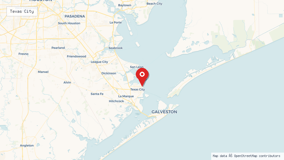 Street map of Texas City with location pin