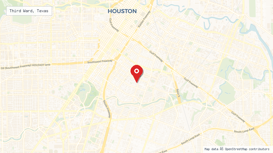 Street map of Third Ward, Texas with location pin