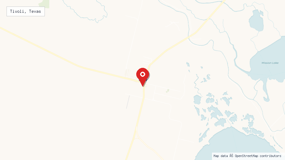 Street map of Tivoli, Texas with location pin