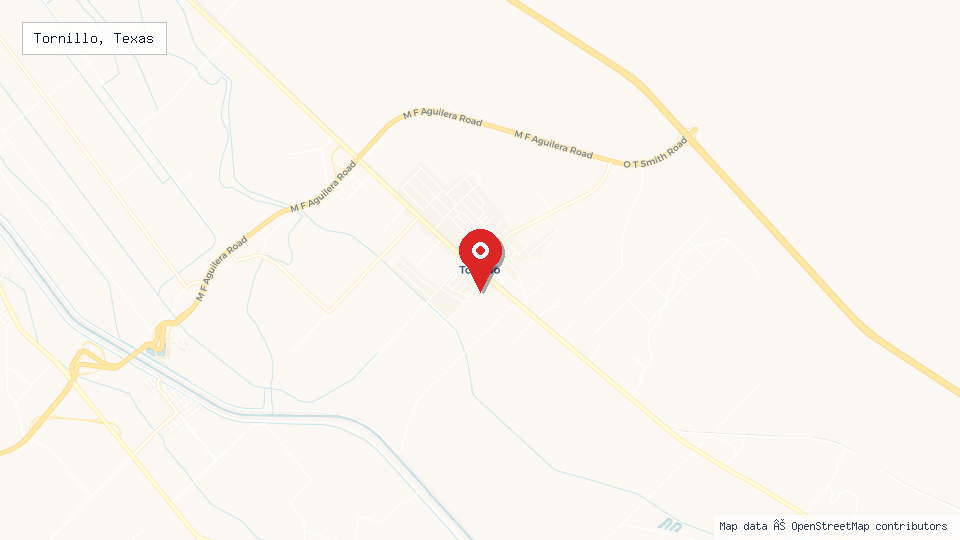 Street map of Tornillo, Texas with location pin