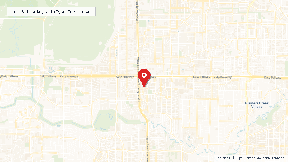 Street map of Town & Country / CityCentre, Texas with location pin