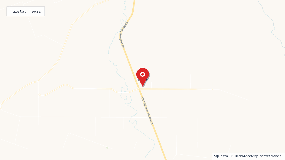 Street map of Tuleta, Texas with location pin