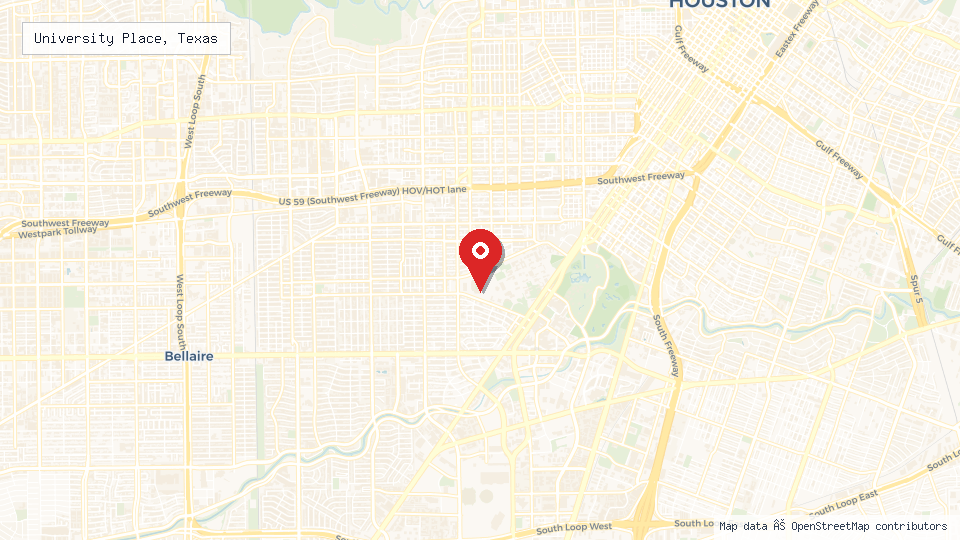 Street map of University Place, Texas with location pin