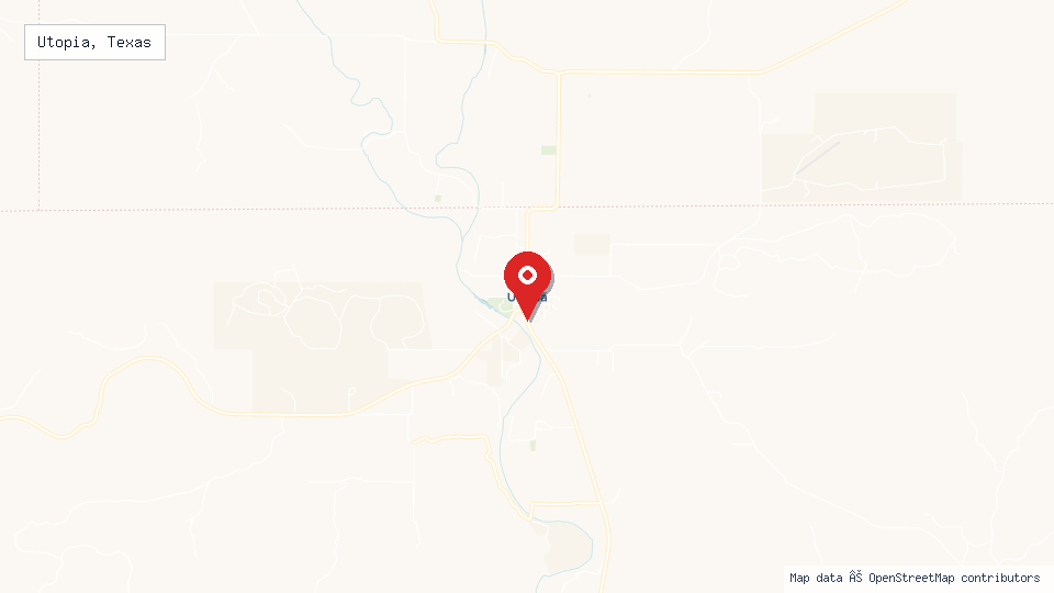 Street map of Utopia, Texas with location pin