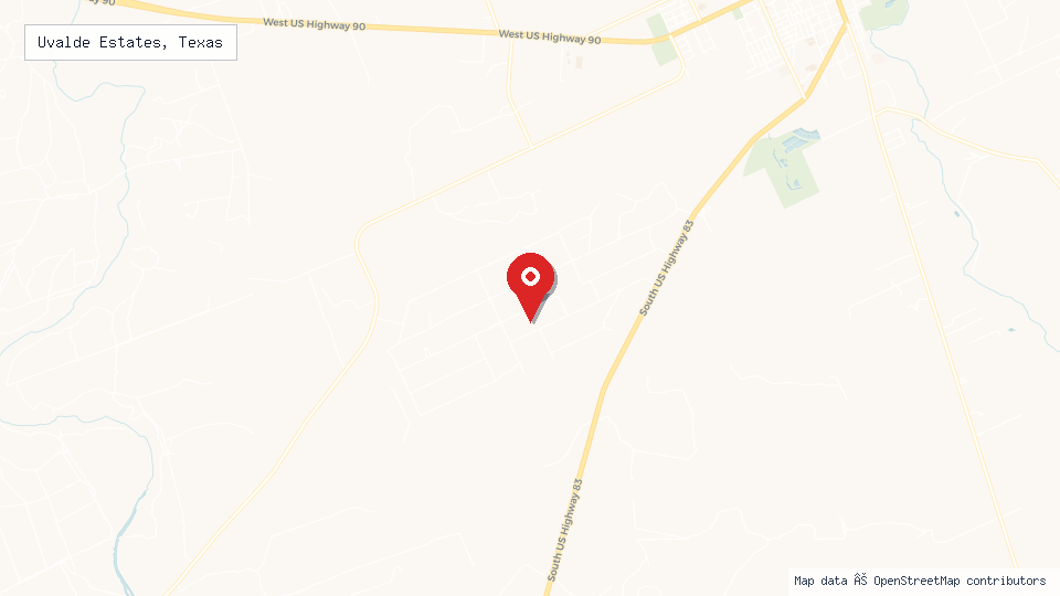 Street map of Uvalde Estates, Texas with location pin