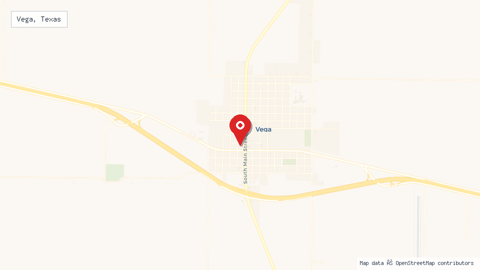 Street map of Vega, Texas with location pin