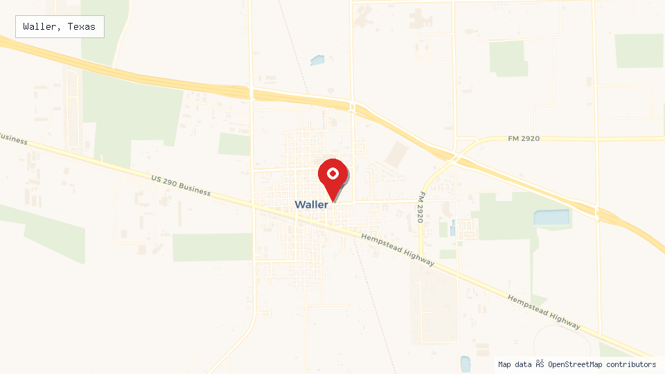 Street map of Waller, Texas with location pin