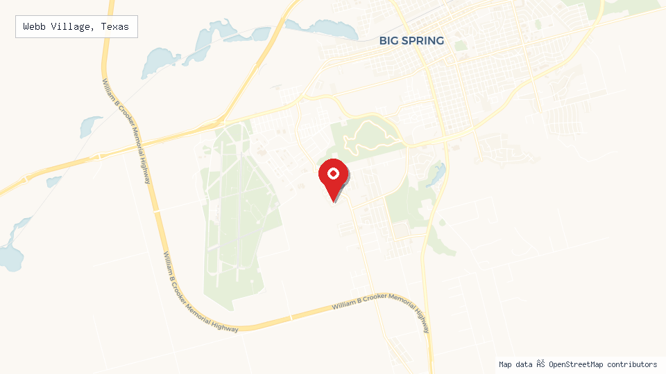 Street map of Webb Village, Texas with location pin