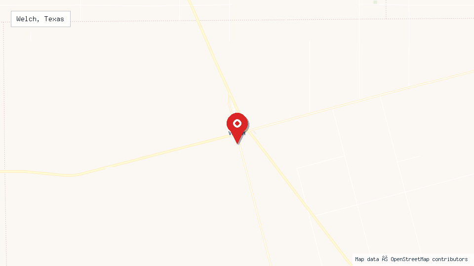 Street map of Welch, Texas with location pin
