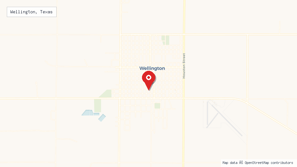 Street map of Wellington, Texas with location pin