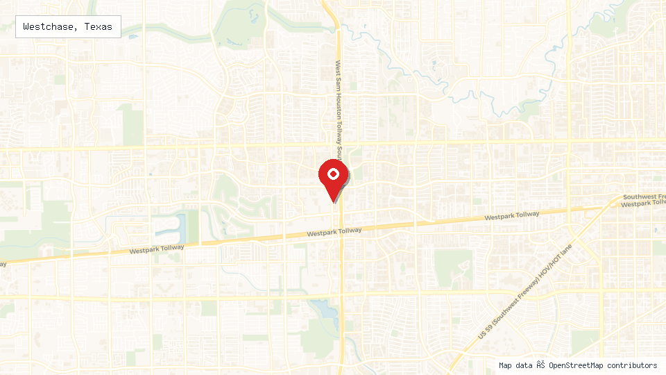Street map of Westchase, Texas with location pin