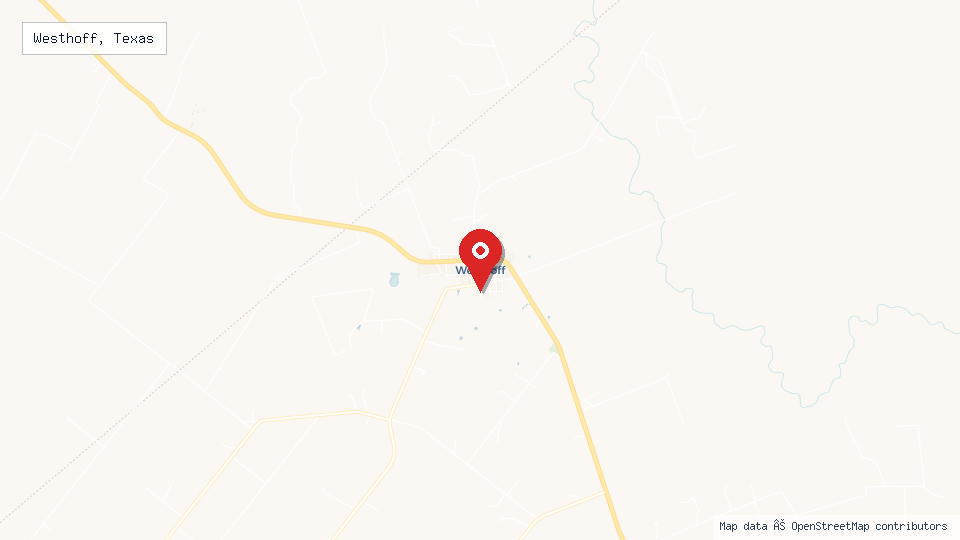 Street map of Westhoff, Texas with location pin