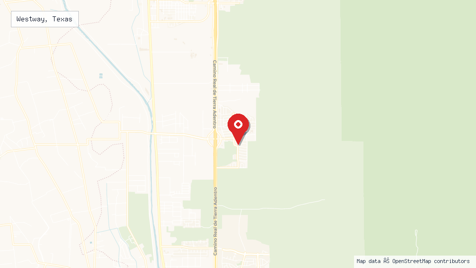 Street map of Westway, Texas with location pin