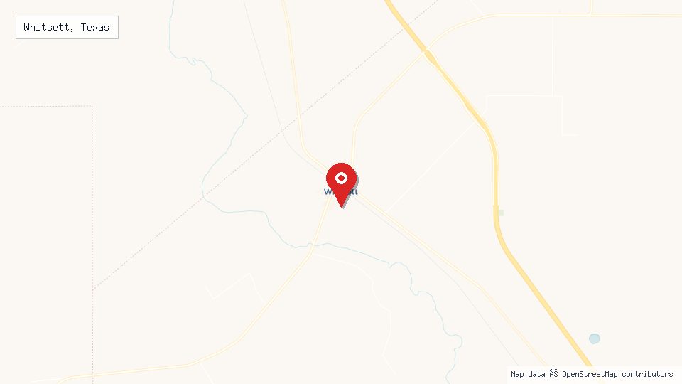 Street map of Whitsett, Texas with location pin