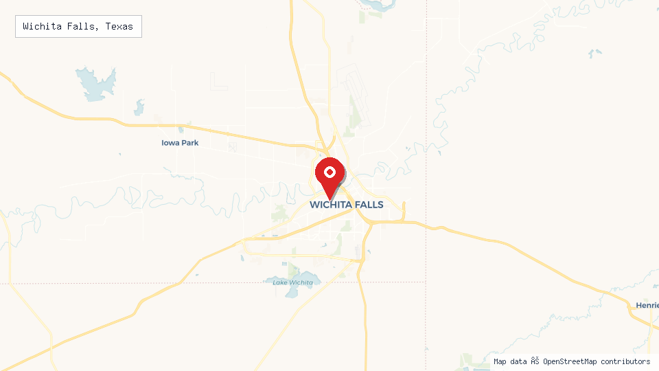Street map of Wichita Falls, Texas with location pin