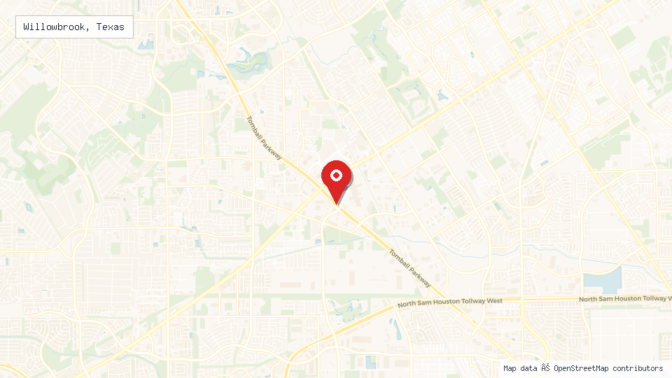 Street map of Willowbrook, Texas with location pin