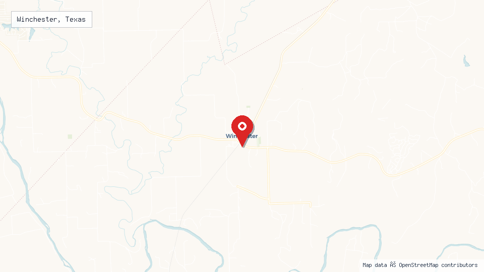 Street map of Winchester, Texas with location pin