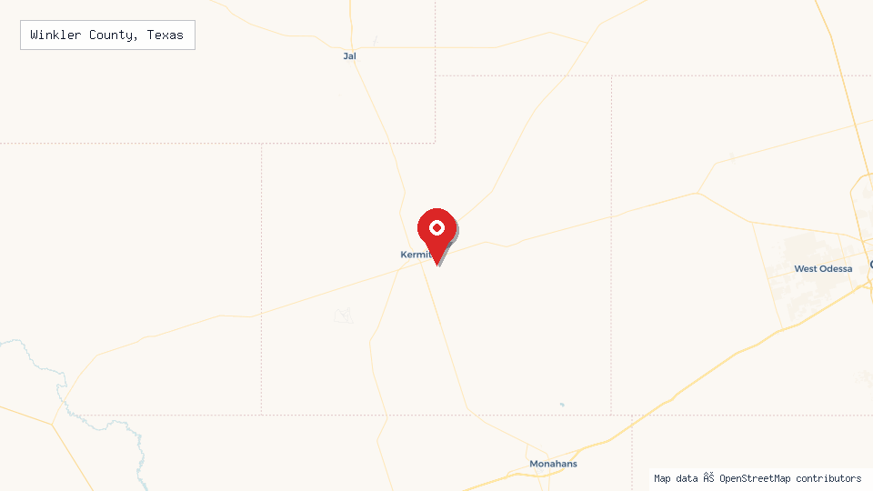 Street map of Winkler County, Texas with location pin