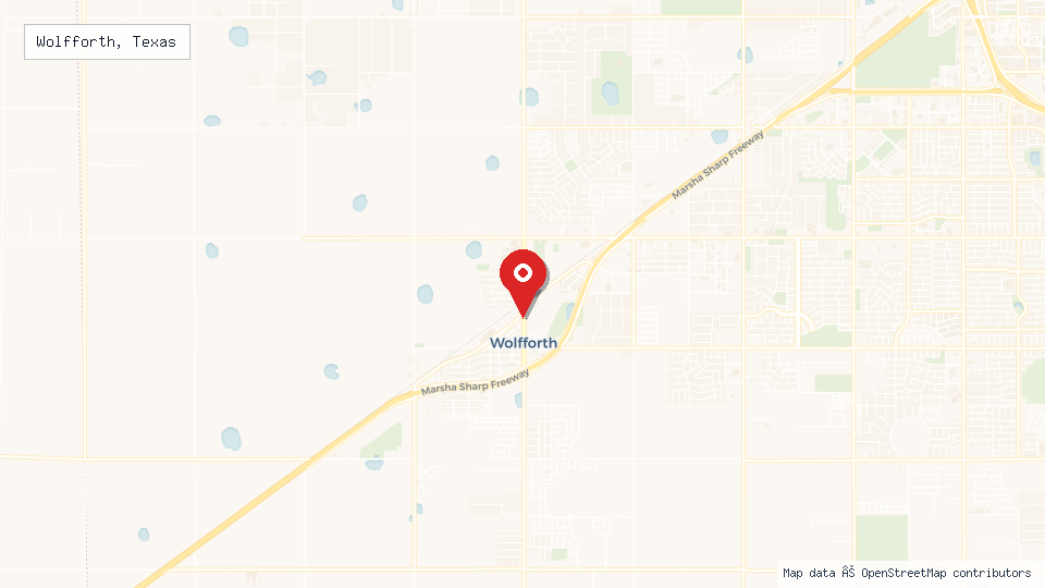 Street map of Wolfforth, Texas with location pin