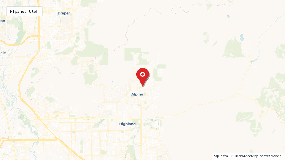 Street map of Alpine, Utah with location pin