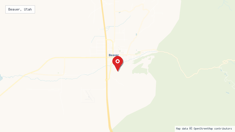 Street map of Beaver, Utah with location pin