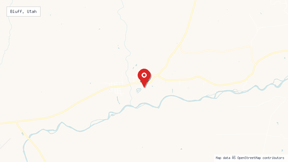 Street map of Bluff, Utah with location pin