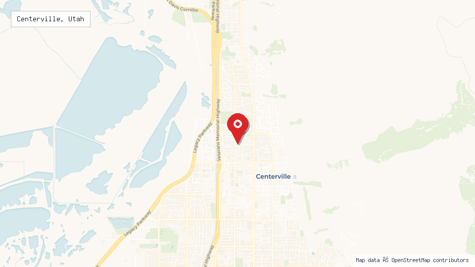 Street map of Centerville, Utah with location pin