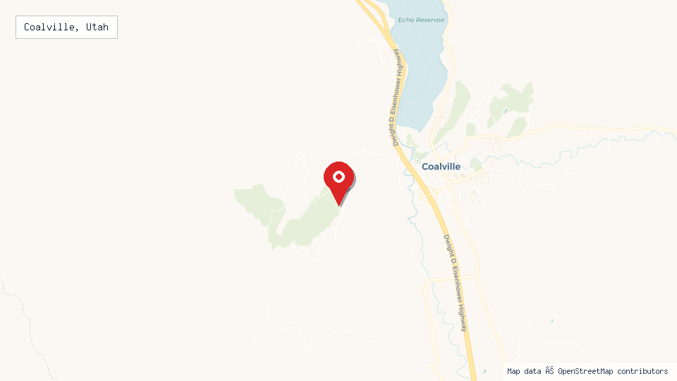Street map of Coalville, Utah with location pin