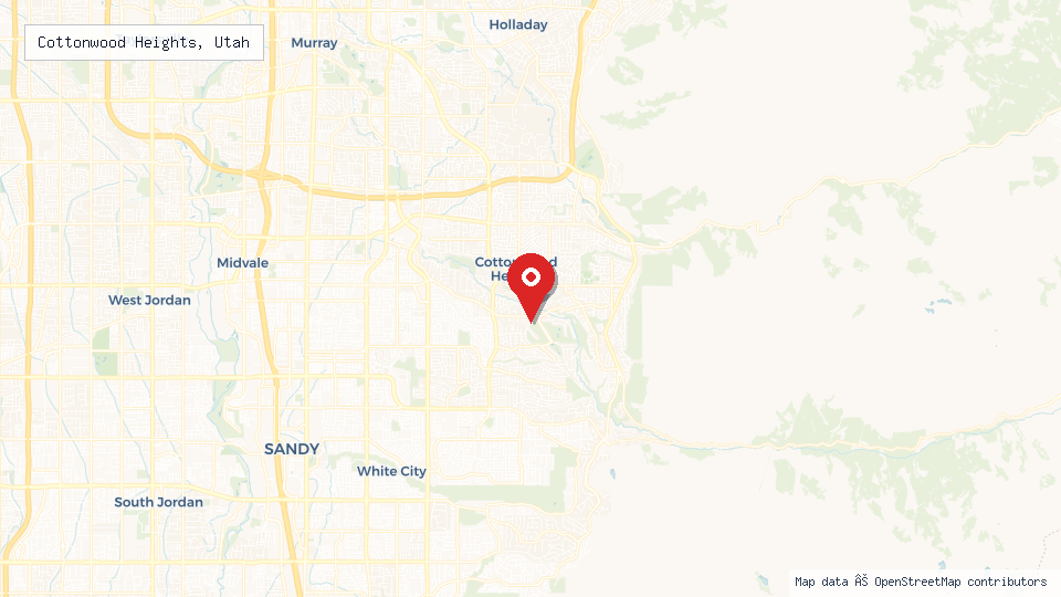 Street map of Cottonwood Heights, Utah with location pin