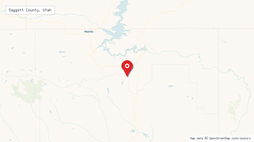 Street map of Daggett County, Utah with location pin