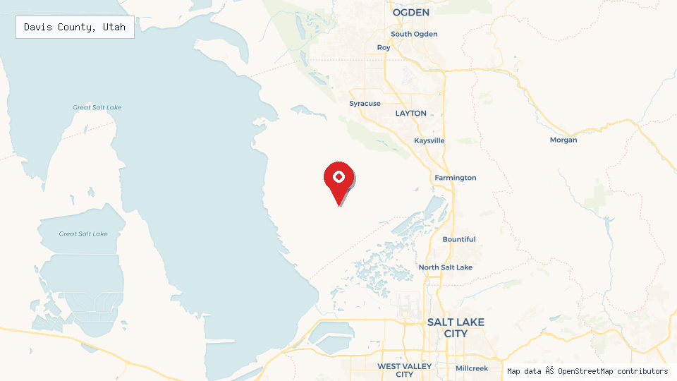 Street map of Davis County, Utah with location pin