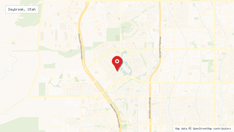 Street map of Daybreak, Utah with location pin