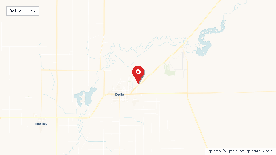 Street map of Delta, Utah with location pin