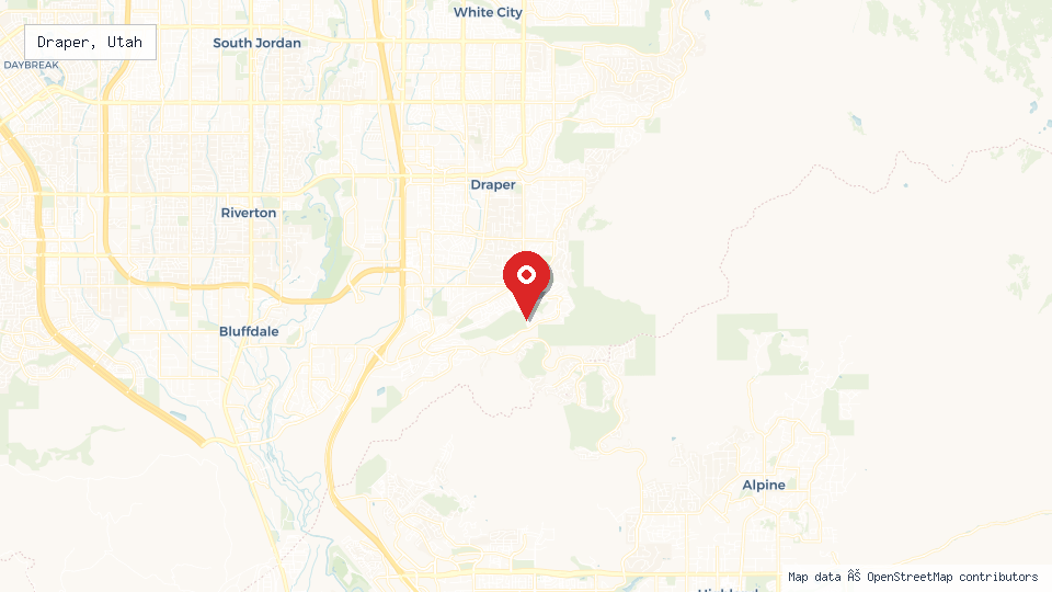 Street map of Draper, Utah with location pin