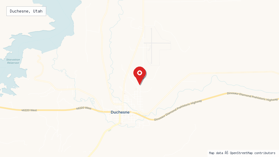 Street map of Duchesne, Utah with location pin