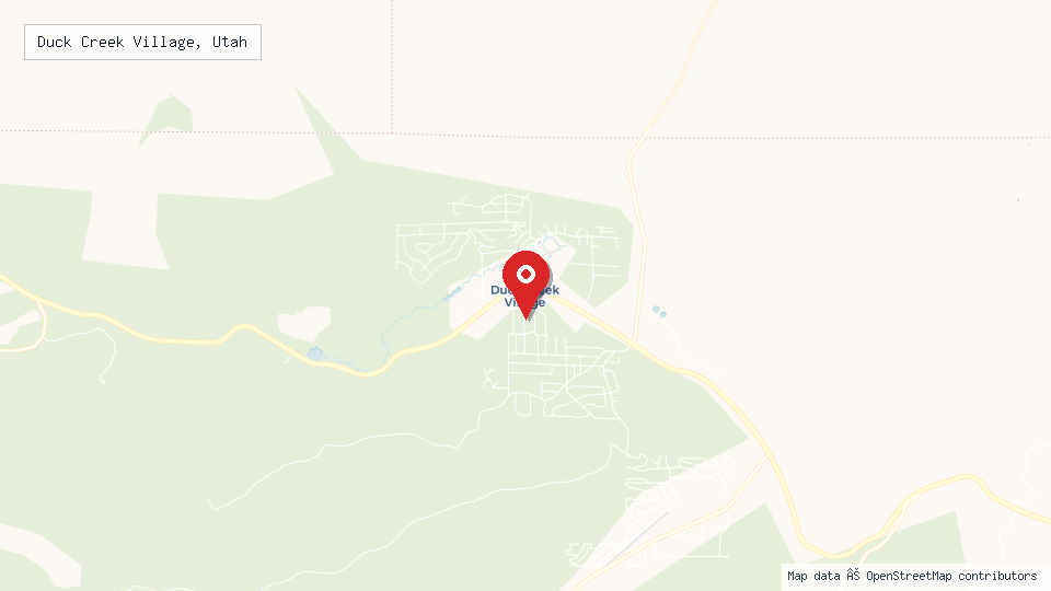 Street map of Duck Creek Village, Utah with location pin