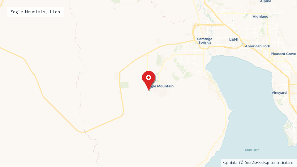 Street map of Eagle Mountain, Utah with location pin