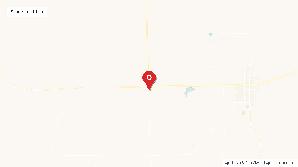 Street map of Elberta, Utah with location pin
