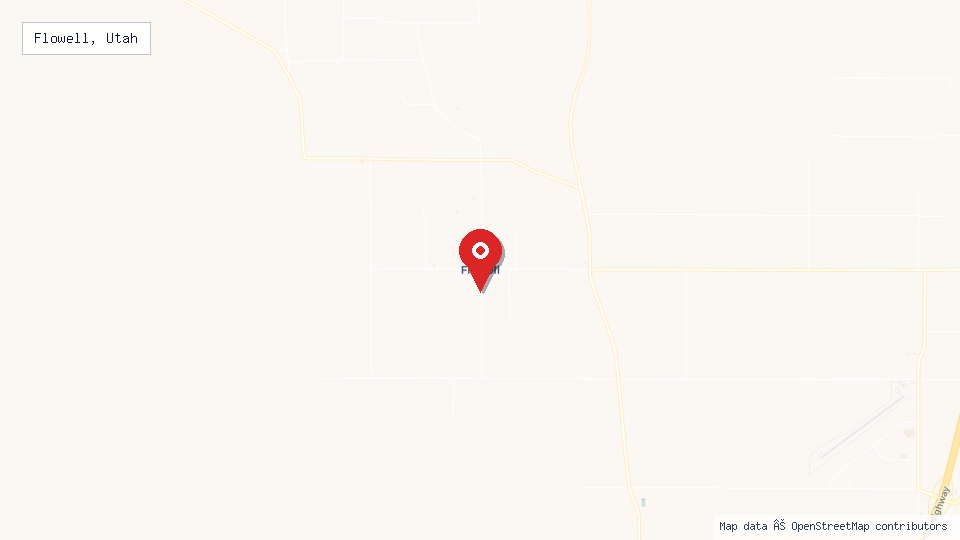 Street map of Flowell, Utah with location pin