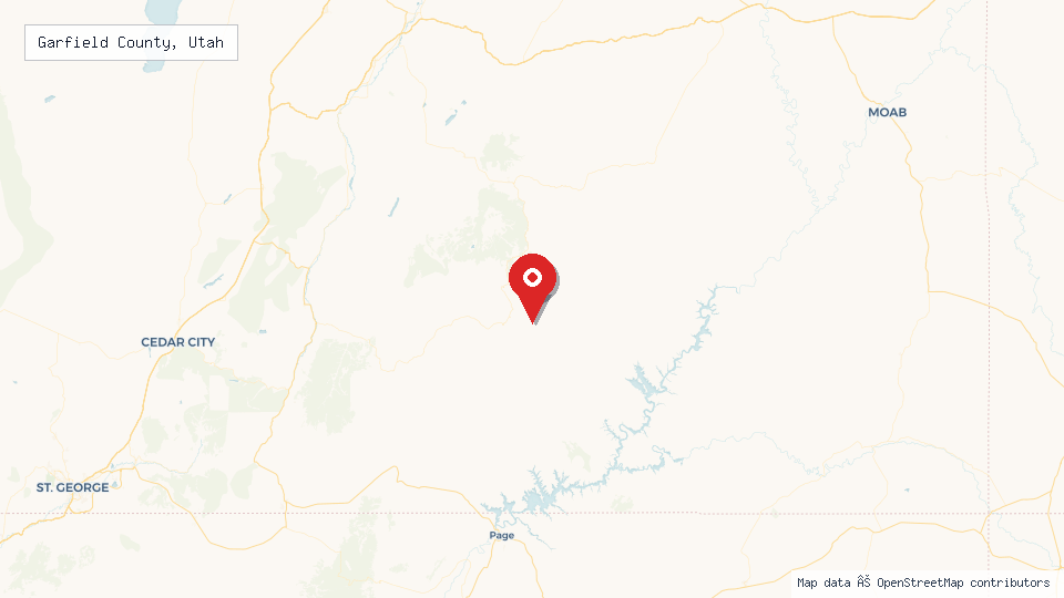 Street map of Garfield County, Utah with location pin