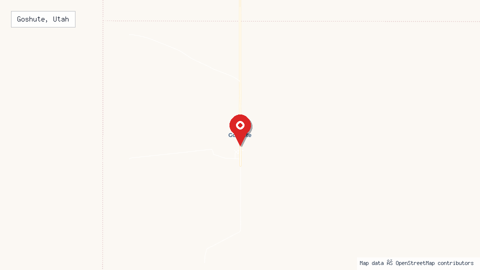 Street map of Goshute, Utah with location pin