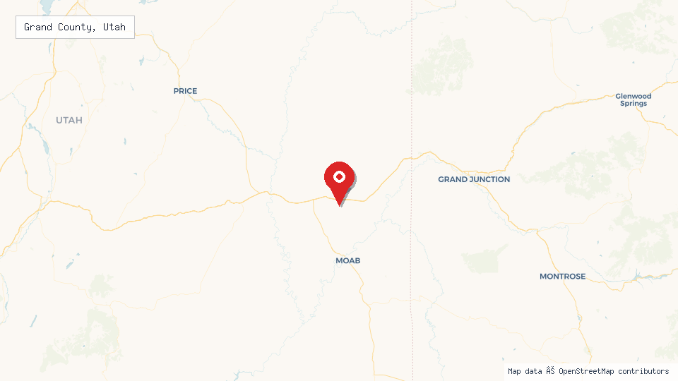 Street map of Grand County, Utah with location pin