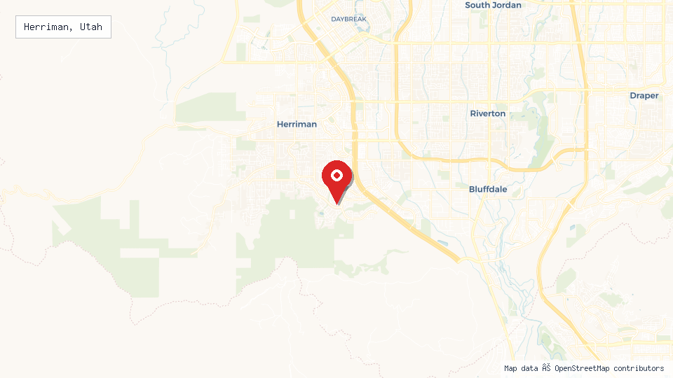 Street map of Herriman, Utah with location pin