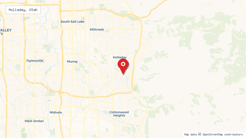 Street map of Holladay, Utah with location pin