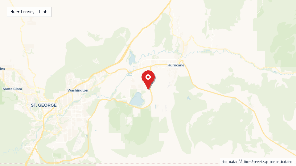 Street map of Hurricane, Utah with location pin