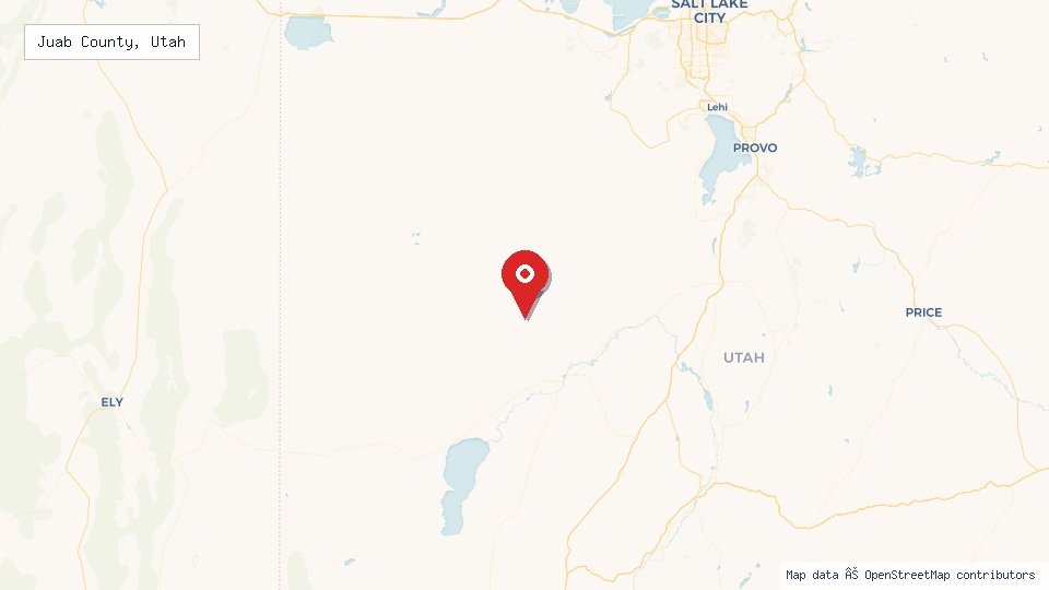 Street map of Juab County, Utah with location pin