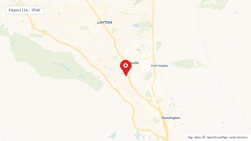 Street map of Kaysville, Utah with location pin