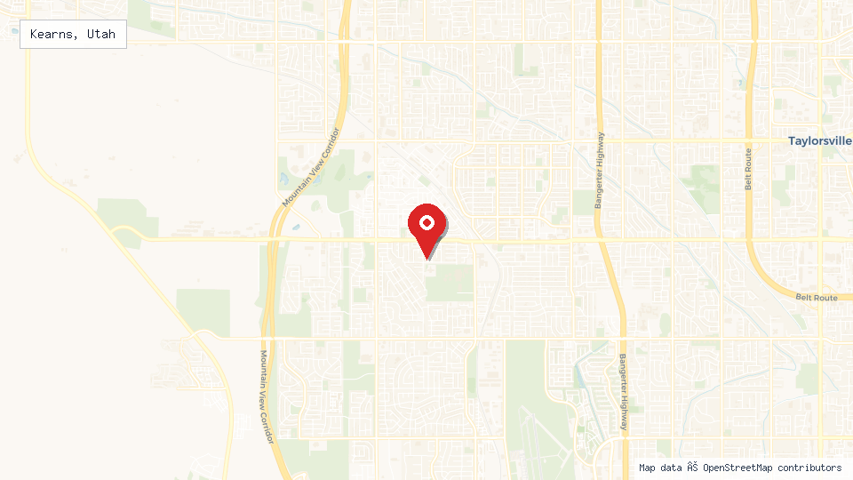 Street map of Kearns, Utah with location pin