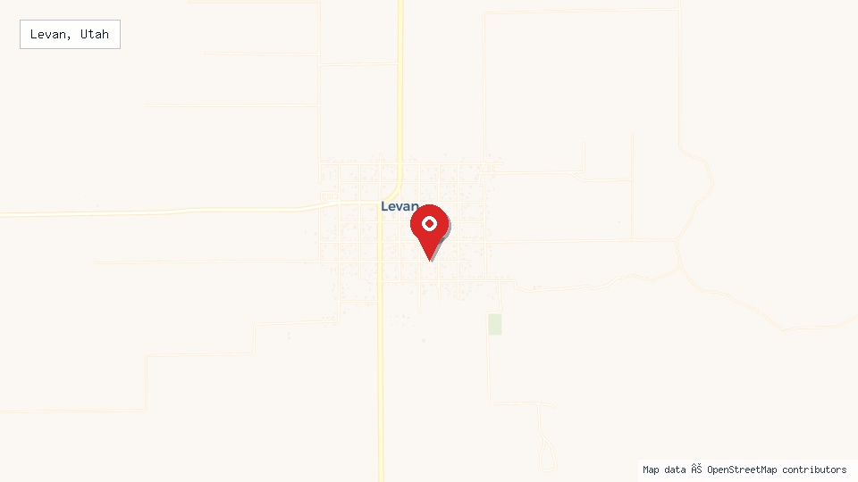 Street map of Levan, Utah with location pin