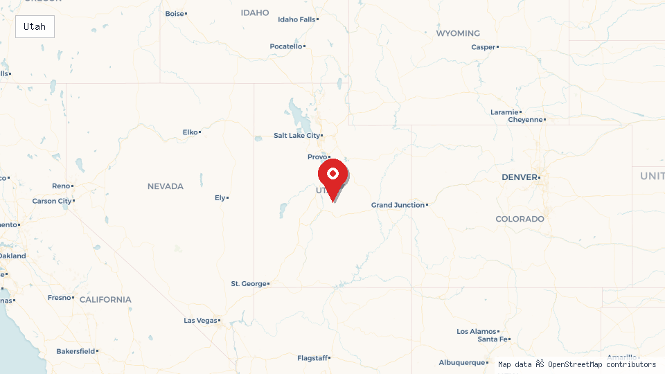 Street map of Utah with location pin